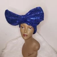 Glitter Sequined Women’s Turban/Hat/Blue